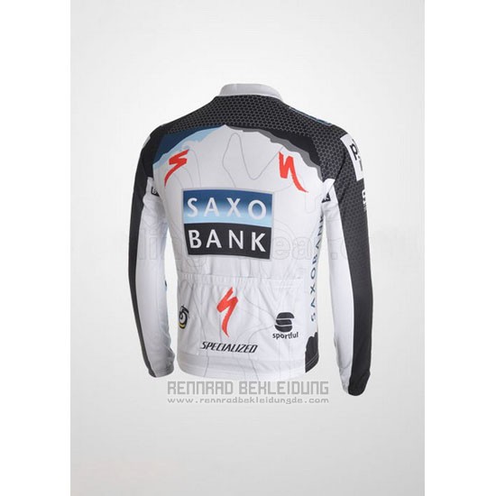 2010 Fahrradbekleidung Saxo Bank Shwarz und Wei Trikot Langarm und Tragerhose